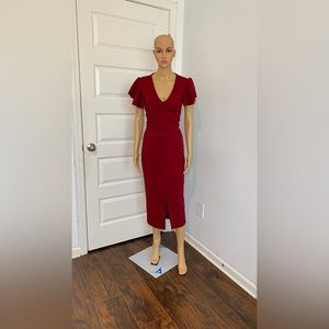 Burgundy Midi Dress - Size 12 - Gently Used